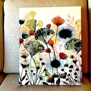 Court side Market Wall Decor Watercolor Blooms. NWT